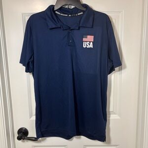 Adidas Aeroready USA Navy Blue Short Sleeve Polo Shirt Men’s L
